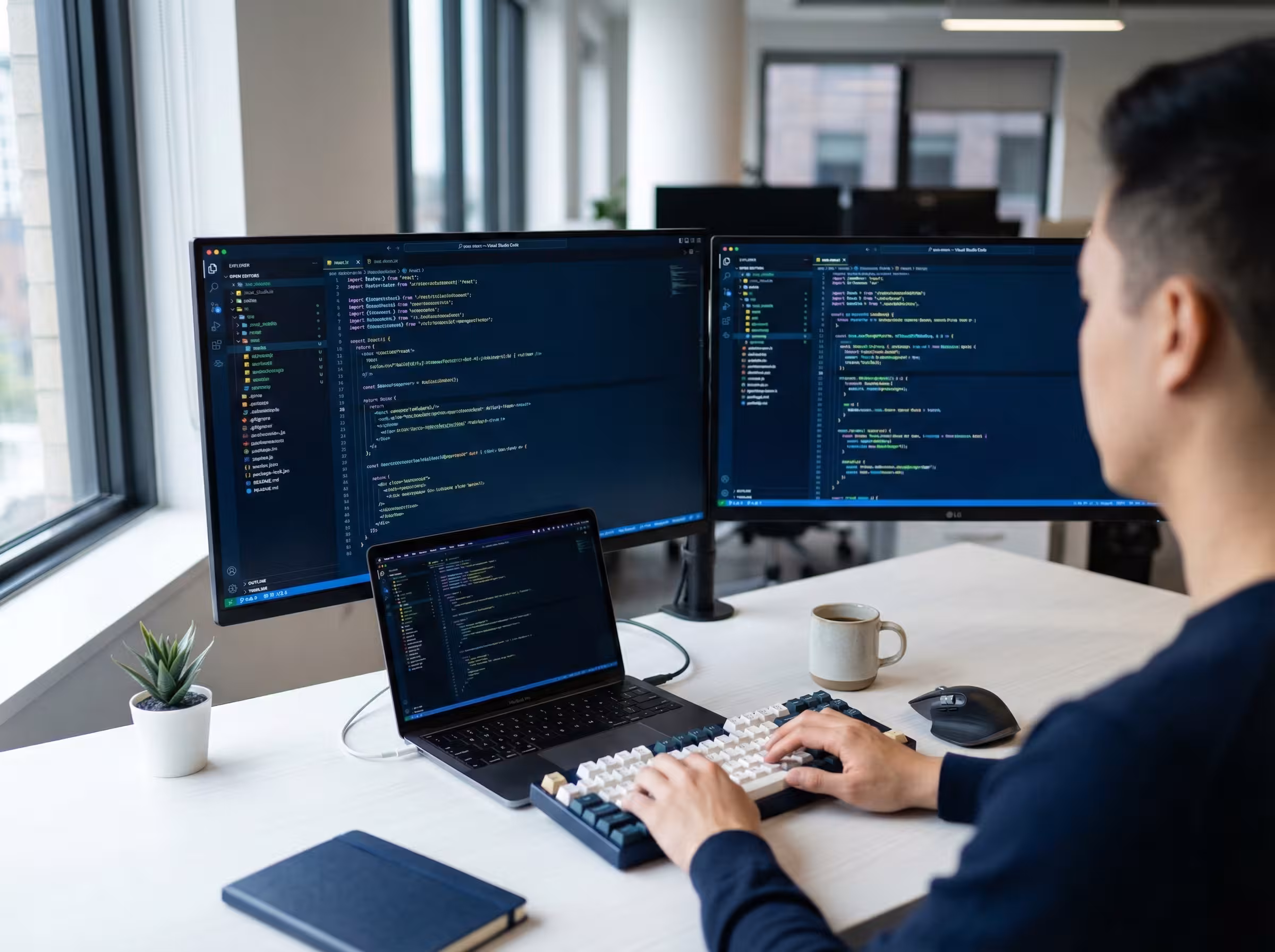 Developer working on code at Lumora Ventures