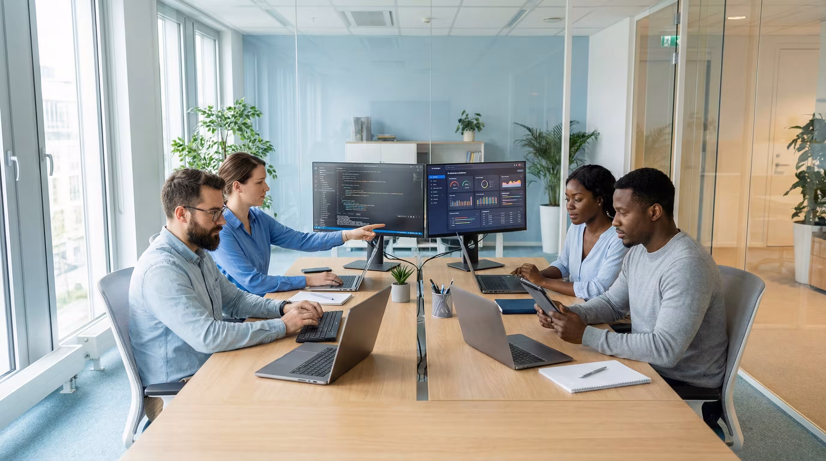 Professional tech team working at Lumora Ventures